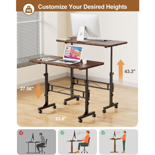 Adjustable Height Mobile Standing Desk for Walking Pad Treadmill 32 Inch 1
