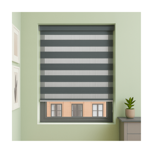 (75cm x 165cm, Grey) White Day & Night Zebra Roller Blind (165cm drop) - 45cm 1