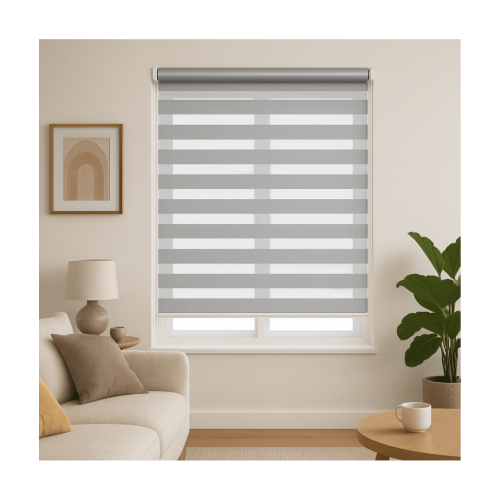 (85cm x 165cm, Silver) White Day & Night Zebra Roller Blind (165cm drop) - 45cm 1