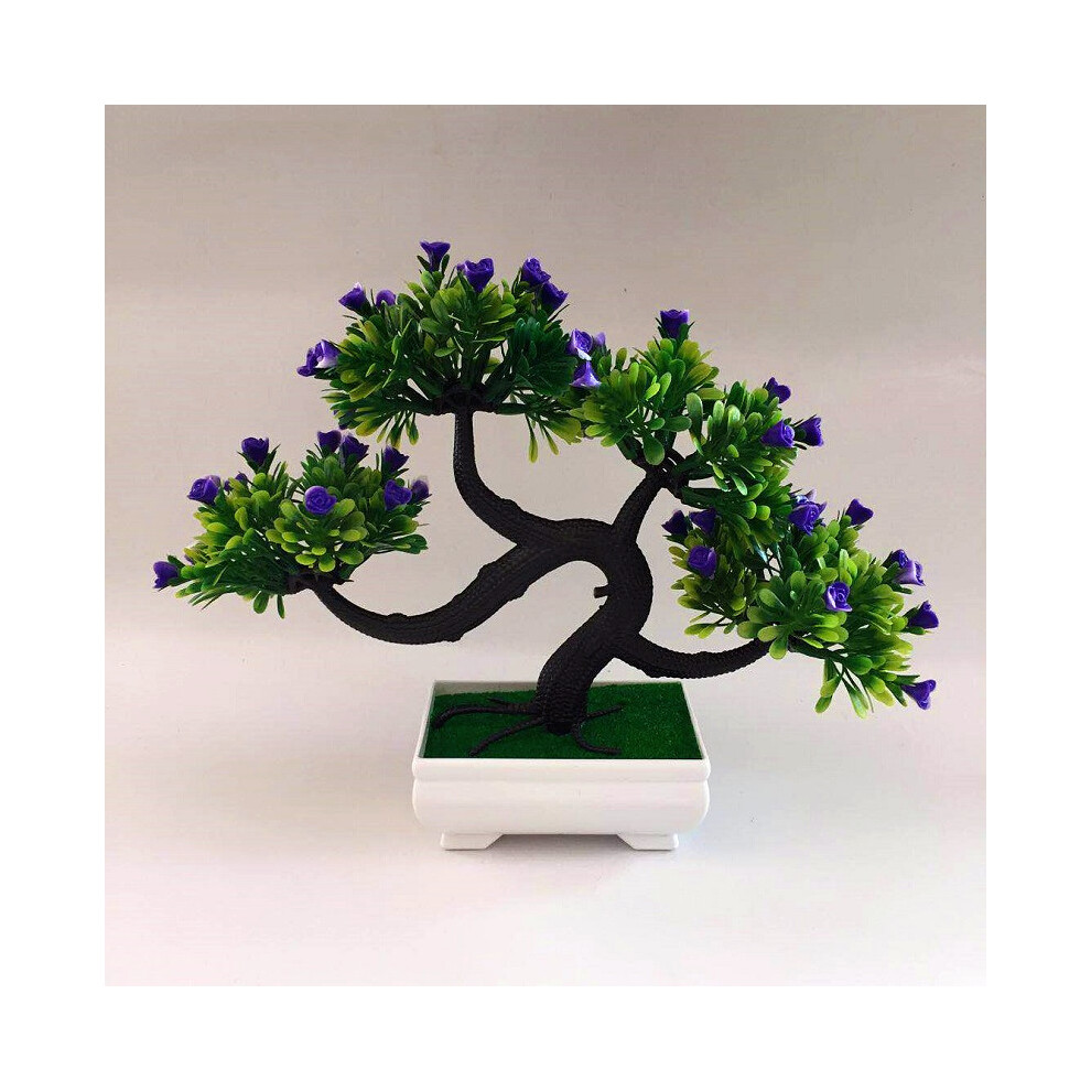 (Purple) Artificial The Rose Pine Greeting Guests Potted Plant For Office Decor Home Desk-image-OPC-PHQQXTY-NEW