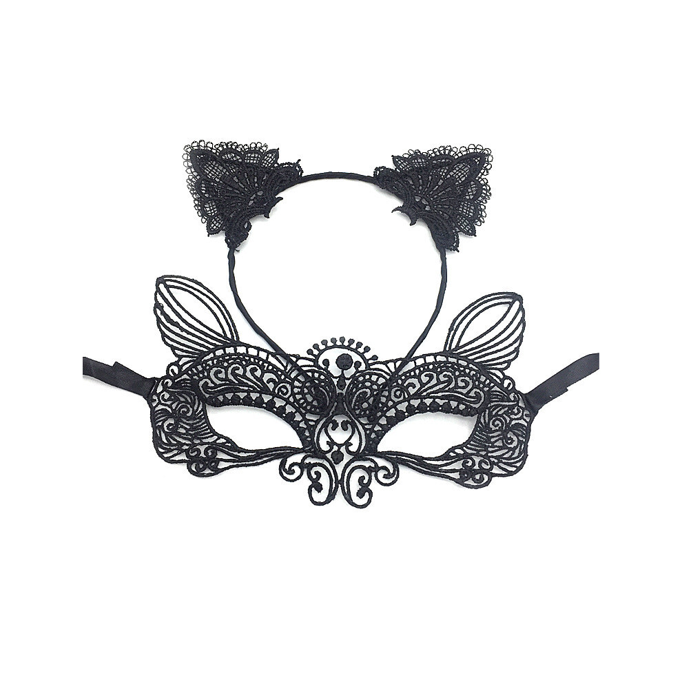 (Elf) Halloween Accessories Costume Black Lace Headband Half Face Mask For Party Decor-image-OPC-PHQQZVB-NEW