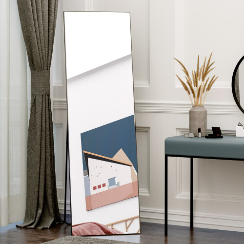 Homcom HOMCOM Full Length Mirror Floor Standing or Wall-Mounted, Dressing Mirror, Black