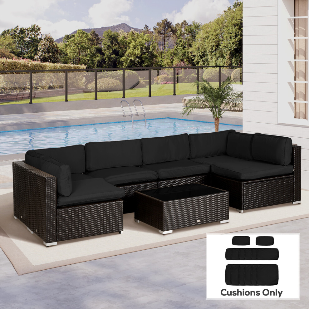Outsunny Garden Rattan Sofa Set Polyester Cover Replacement No Cushion Black