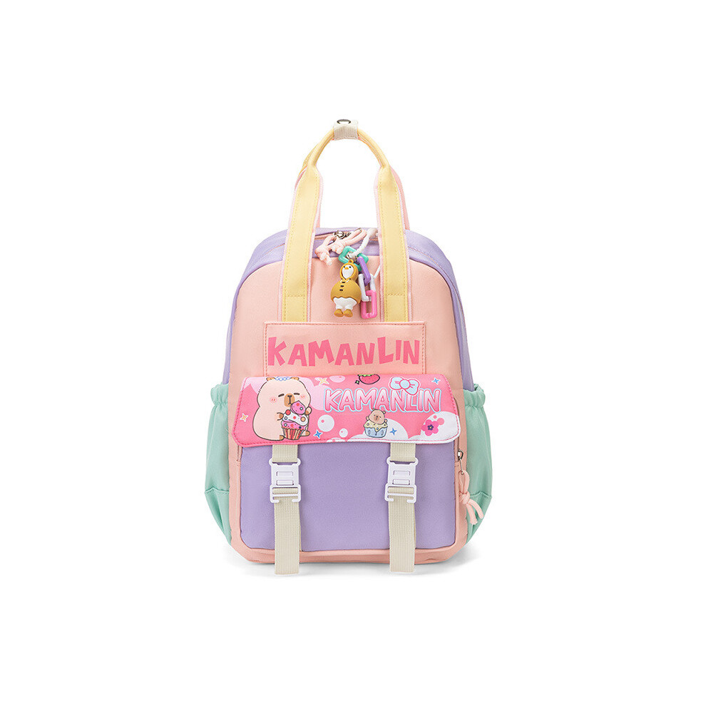 (PinkPurple) Color Blocked Fashion Capybara Rabbit Snowman Cartoon Student Backpack Print-image-OPC-PHQR5V5-NEW