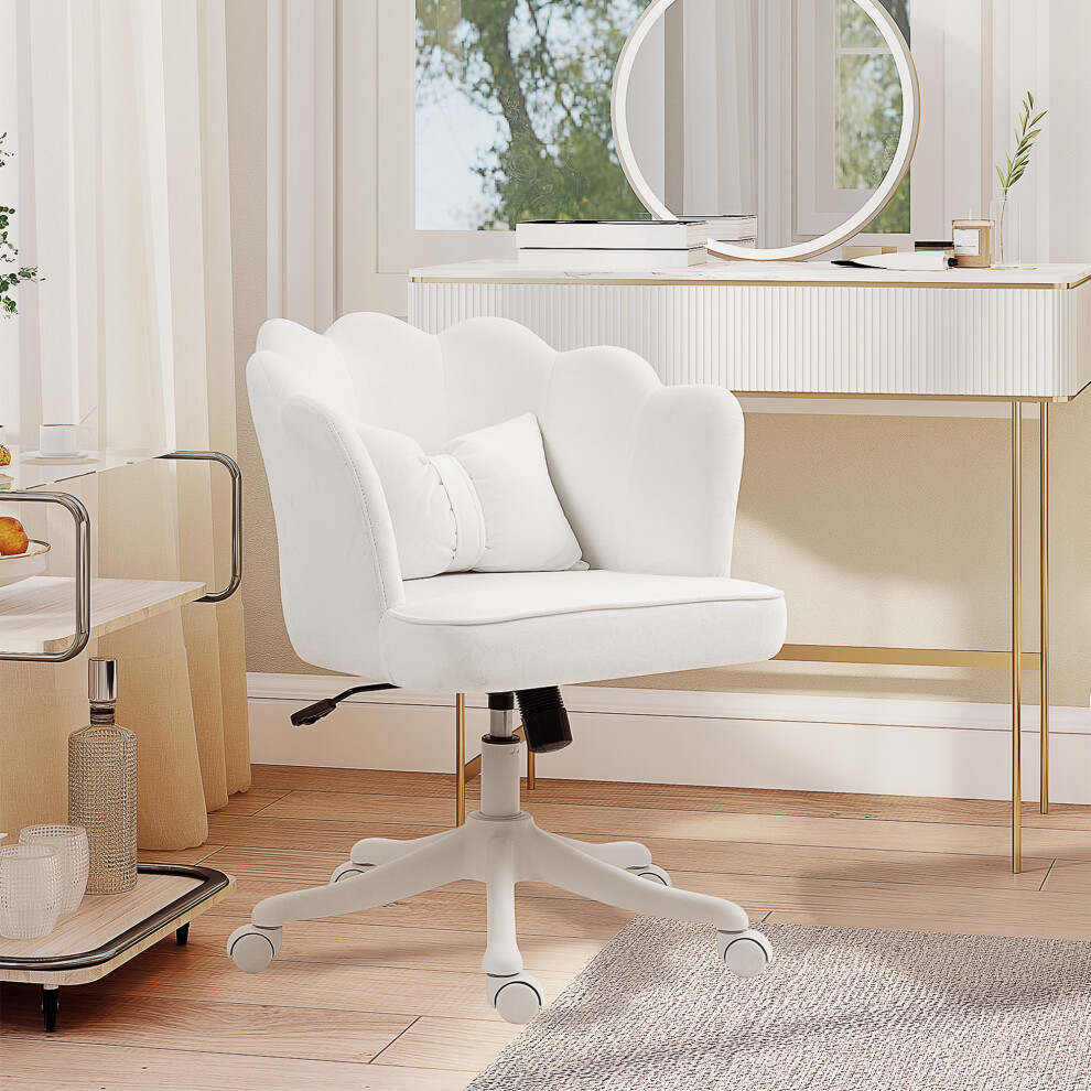 Homcom (White) Armless Desk Chair Home Office Chair W/ Wide Seat Tilt Function White