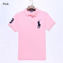 (Pink, S) Men's Custom Fit Polo Shirt Cotton Short Sleeve Large Pony Polo Top