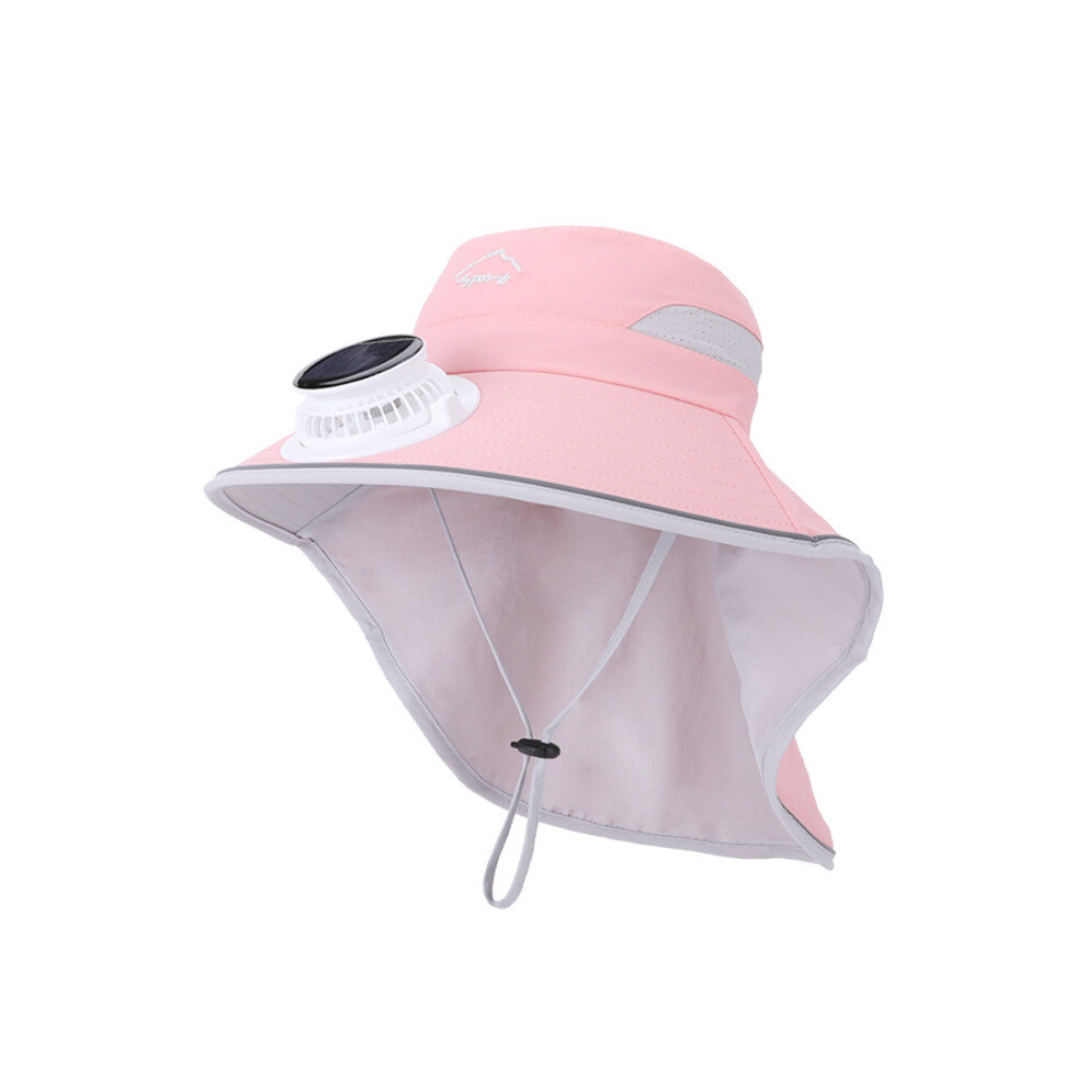 (Pink)Chapeau de soleil été enfant avec ventilateur solaire pour sports de plein air et vêtements décontractés