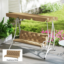Outsunny 3 Seater Garden Bench Cushion Outdoor Seat Pad w/ Ties Khaki