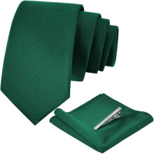 Heren Stropdassen Set,Klassieke Heren Effen Kleur Stropdas Set met Pocket Vierkant,Manchetknopen en Dasclip,Premium Pure Kleur Skinny Formele Stropda