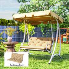 (Brown) Outsunny 2 Seater Garden Bench Cushion Outdoor Seat Pad with Ties