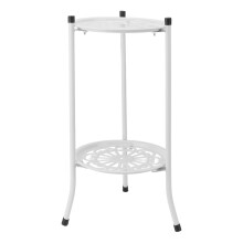 50cm Double Layer Plant Stand Iron Multifunctional Flower Rack Flower Shelf for Balcony Entryway Garden White