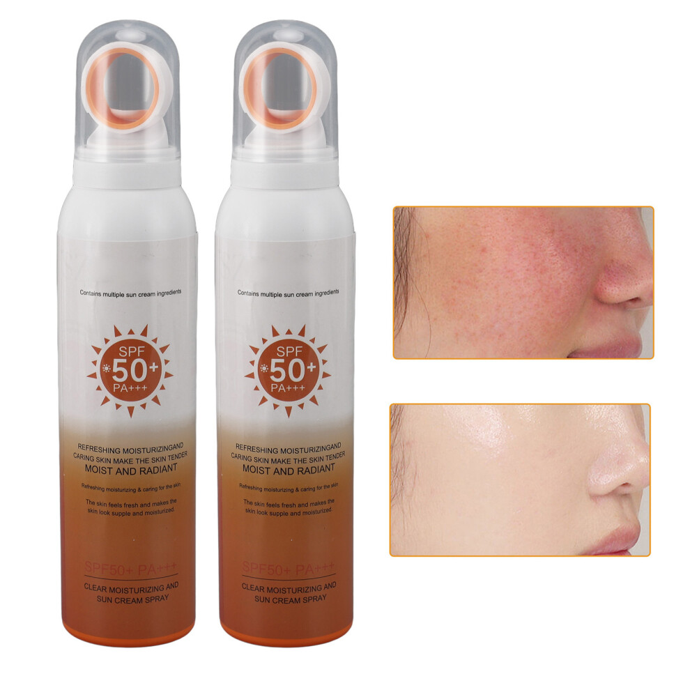 2pcs 150ml SPF 50+ Sunscreen Spray Waterproof Prevent Greasy Skin Moisturizing Sunscreen Spray