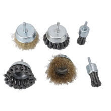 6-teiliges Drahtbürsten-Set für Bohrmaschinen – Stahl-Becherbürsten für Metall
