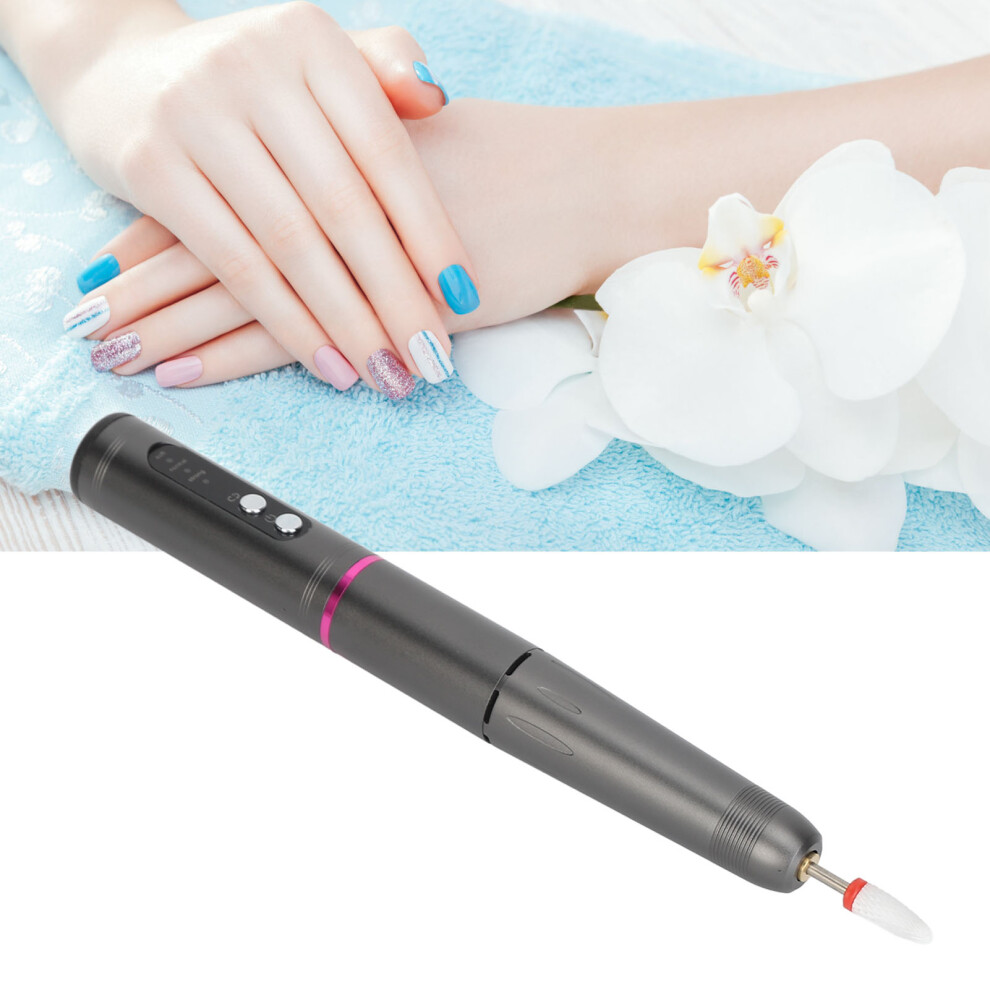 Electric Nail Drill Machine Portable 18000 Rpm Polishing Grinding Electrical Nail File Kit Grey