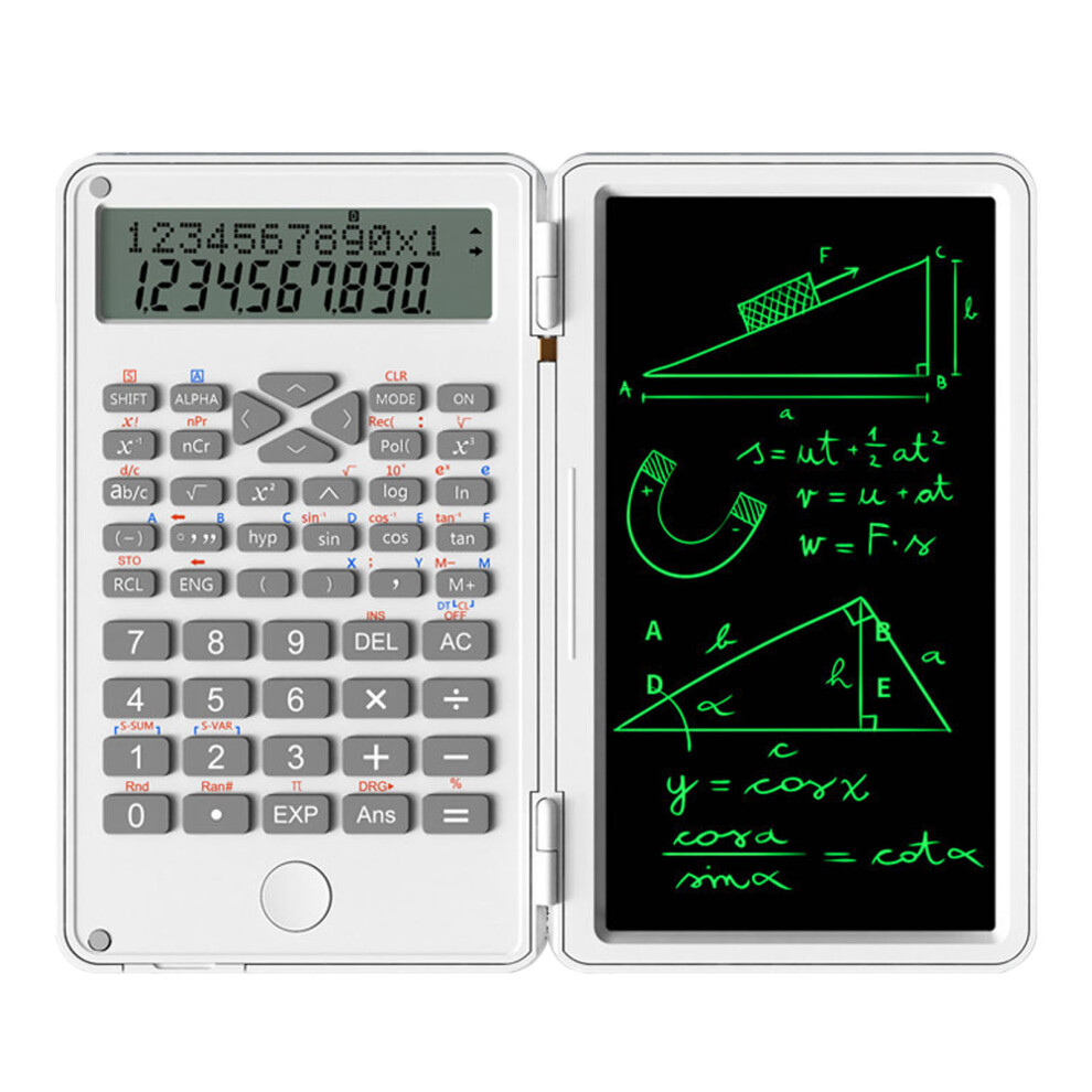 Scientific Calculator Multifunctional Function Calculator with Erasable Writing Board for Business Office Education White
