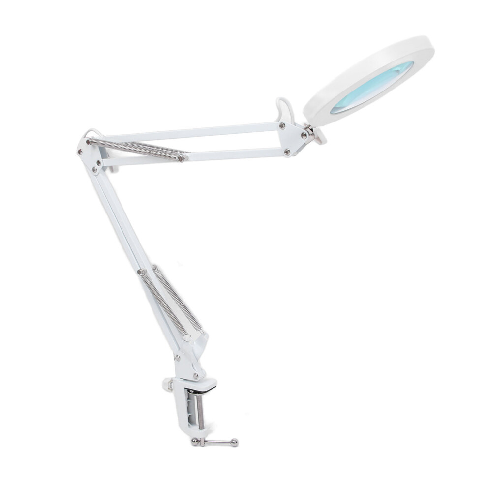 Light 5X Magnifying Glass With Clamp 72Pcs Leds 10 Brightness 3 Color Modes Stepless Dimmable Adjustable Swing Arm Magnifier Lamp
