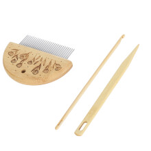 Weaving Loom Comb Professional Wooden Loom Comb Big Eye Needle 4mm Crochet Needle Set for Making DIY Crafts Tool Type 3