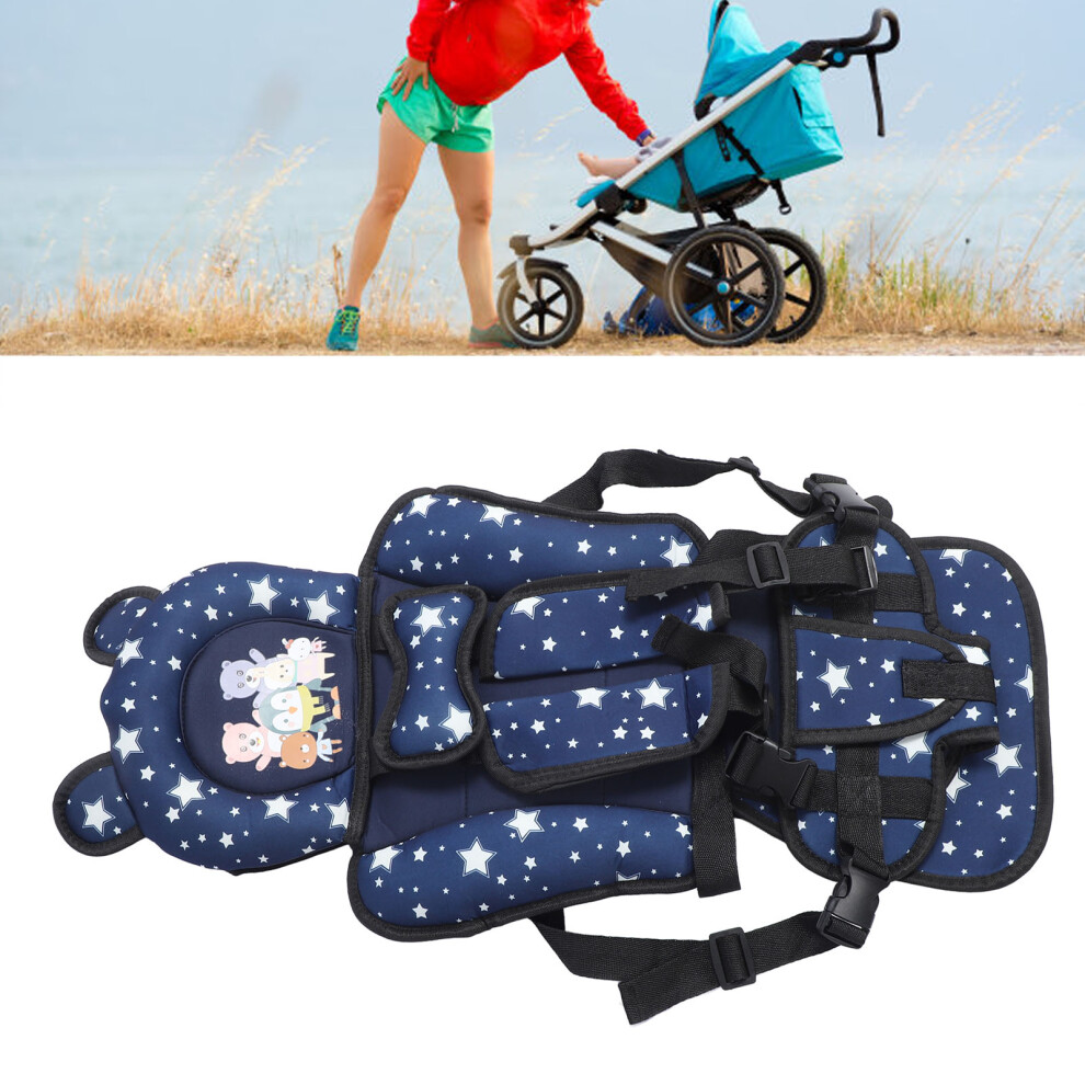 Toddler Car Seat Insert Bear Pattern Heighten Adjustable Fixing Straps Portable Infant Car Seat Liner Starry Sky