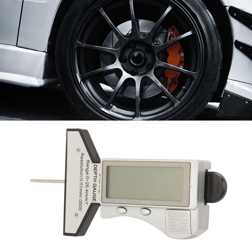 Digital Tire Depth Gauge Accurate Zeroable Car Tyre Meter Measurer Tool 0Â25.4Mm 4231314103392