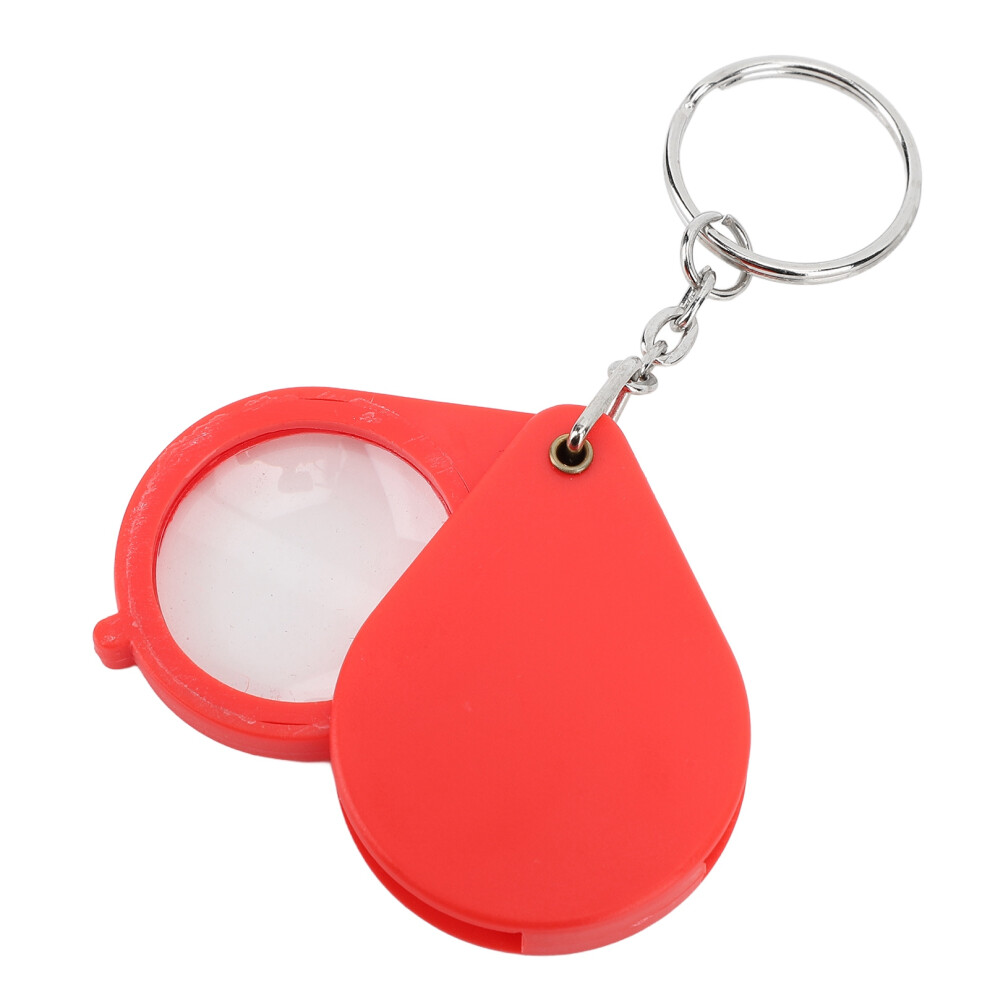 Red Magnifier Keychain 10X Magnification Foldable Portable Mini Magnifying Glass With Key Ring For Outdoor Reading