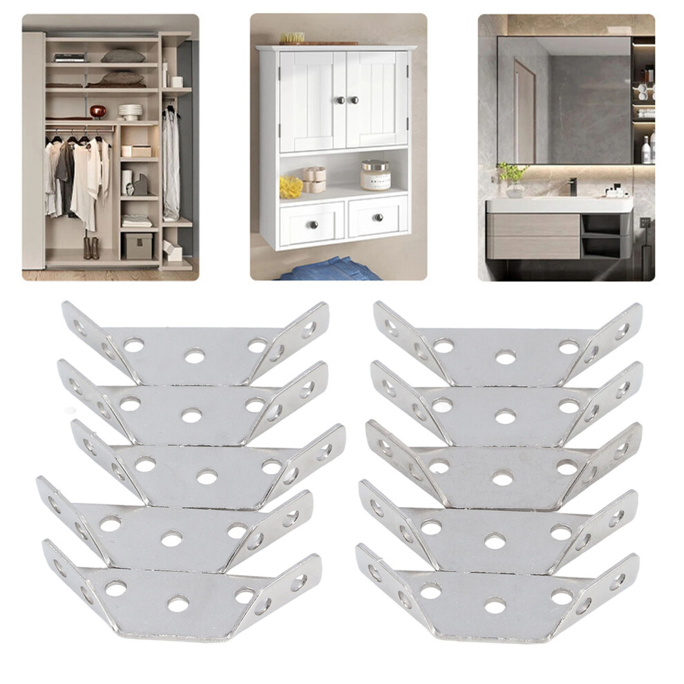 10Pcs Stainless Steel Multifunction Triangle Corner Brace Multi Angle Joint Fastener Shelf Support Connector Bracket With 70 Screws 6911314105159