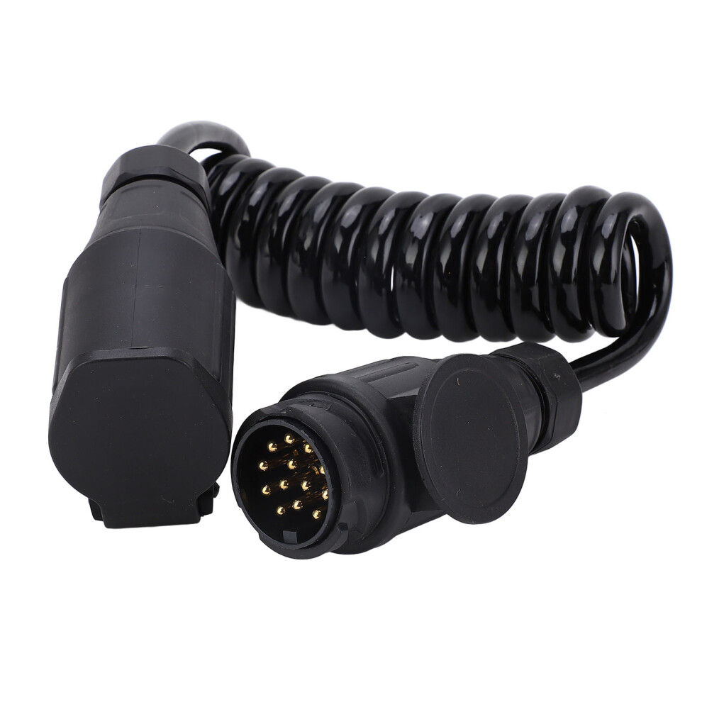 12/24V 13Pin Trailer Coiled Adapter Stable Electrical Signal Tranmission Trailer Coiled Connector With 6.6Ft Spring Wire For Rv 7891314108864