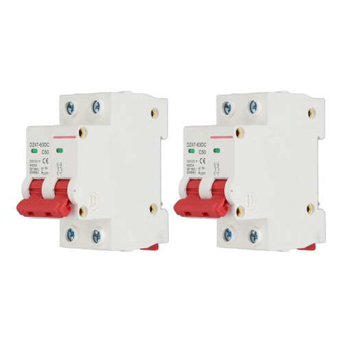 2P 50A 500V DC Leitungsschutzschalter DIN-Schiene 4500A 1