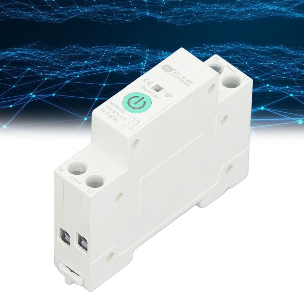 Smart Wifi Circuit Breaker With Metering Over Under Voltage Protection Remote Control App Switch Breaker 63A 90Â300V 7901314122385