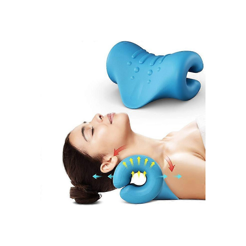 Blue (As Show, One Size) Neck And Shoulder Relaxer, Portable Cervical Traction Device, Neck Stretcher, Neck Posture Corrector, Chiropractic Pillow For Tmj