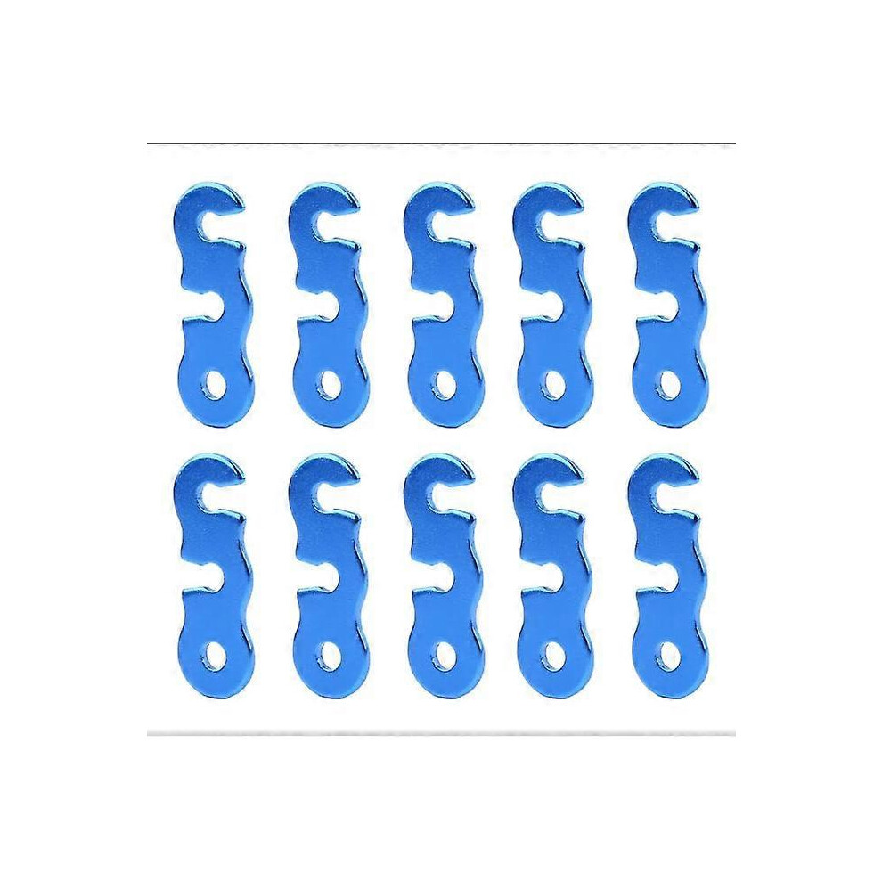 (As show, One size) 10 tent rope tensioners aluminum three-hole tensioner rope buckle tent tensioner for camping (blue)
