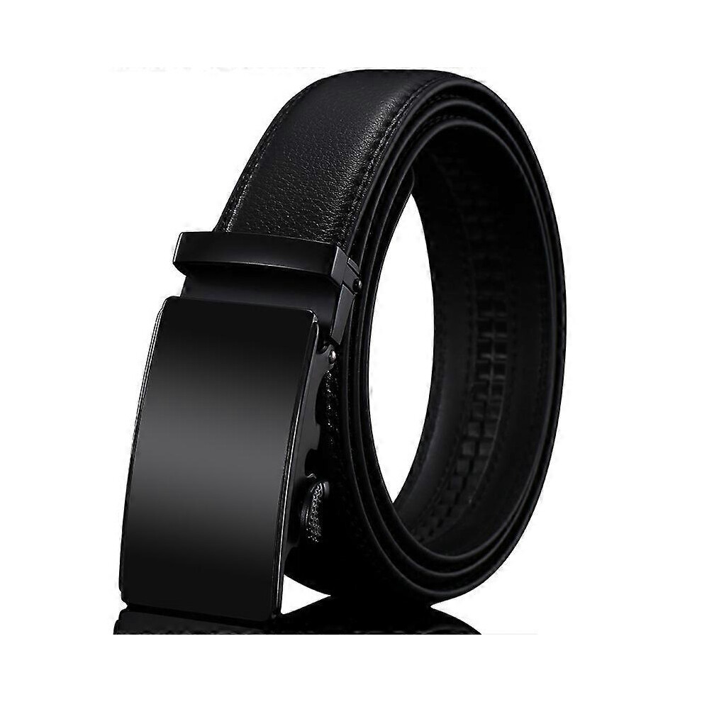 (As show, One size) Men's belt, leather belt, ratchet automatic clasp for men's business suit, 35mm wide belt, 110-125cm