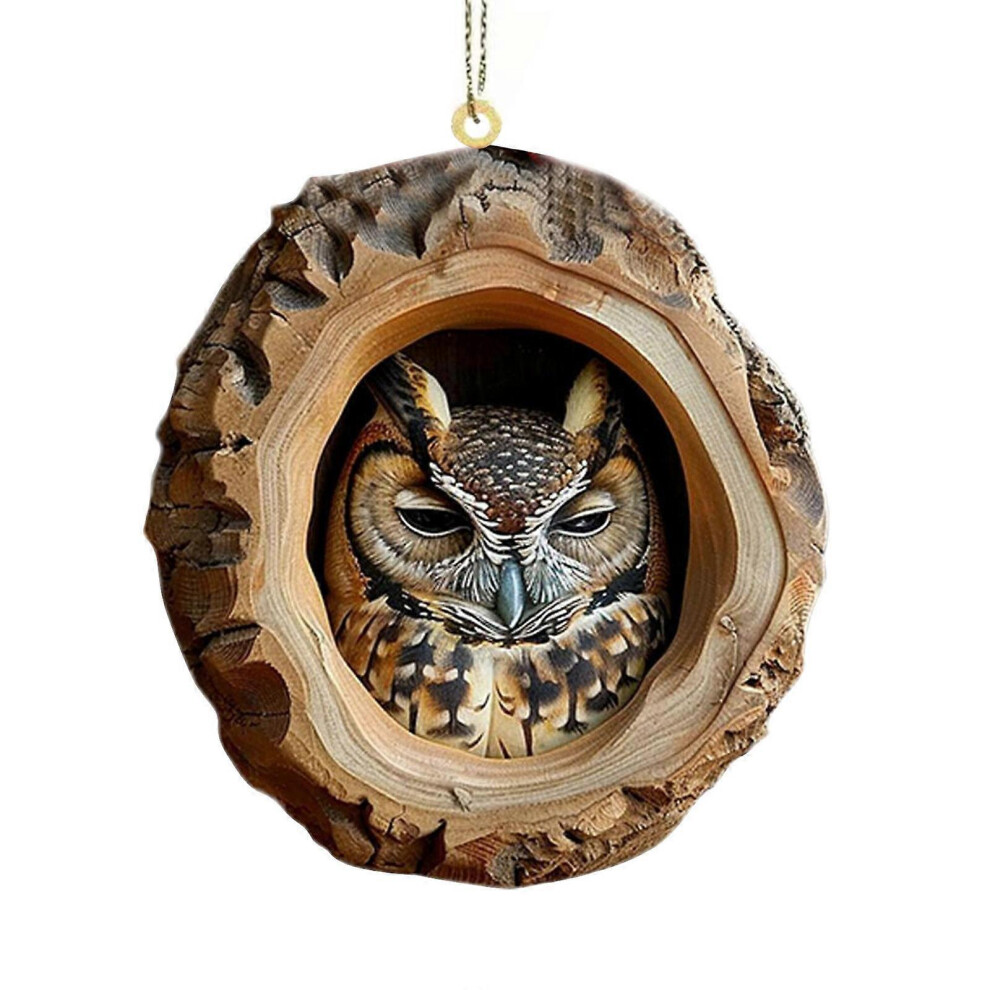 (Owl Bb, One Size) Christmas Tree Hanging Ornament 2D Acrylics Animal Pendant For Indoor And Outdoor Decoration Christmas Party Supplies 3081097252906