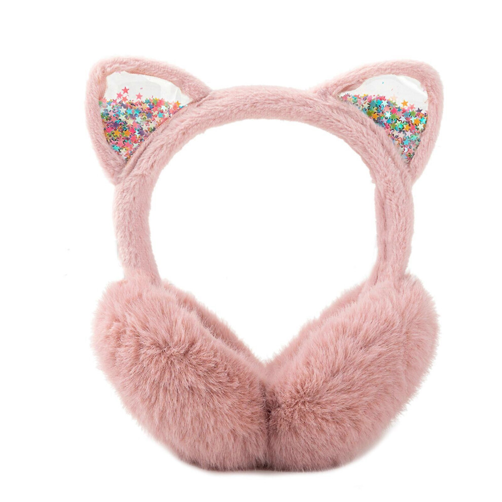 (Khaki, One Size) Plush Cartoon Kitten Ear Warmer For Women Different Head Sizes Outdoor Winter Activities Keep Warm Outdoor Pink 3081097254092
