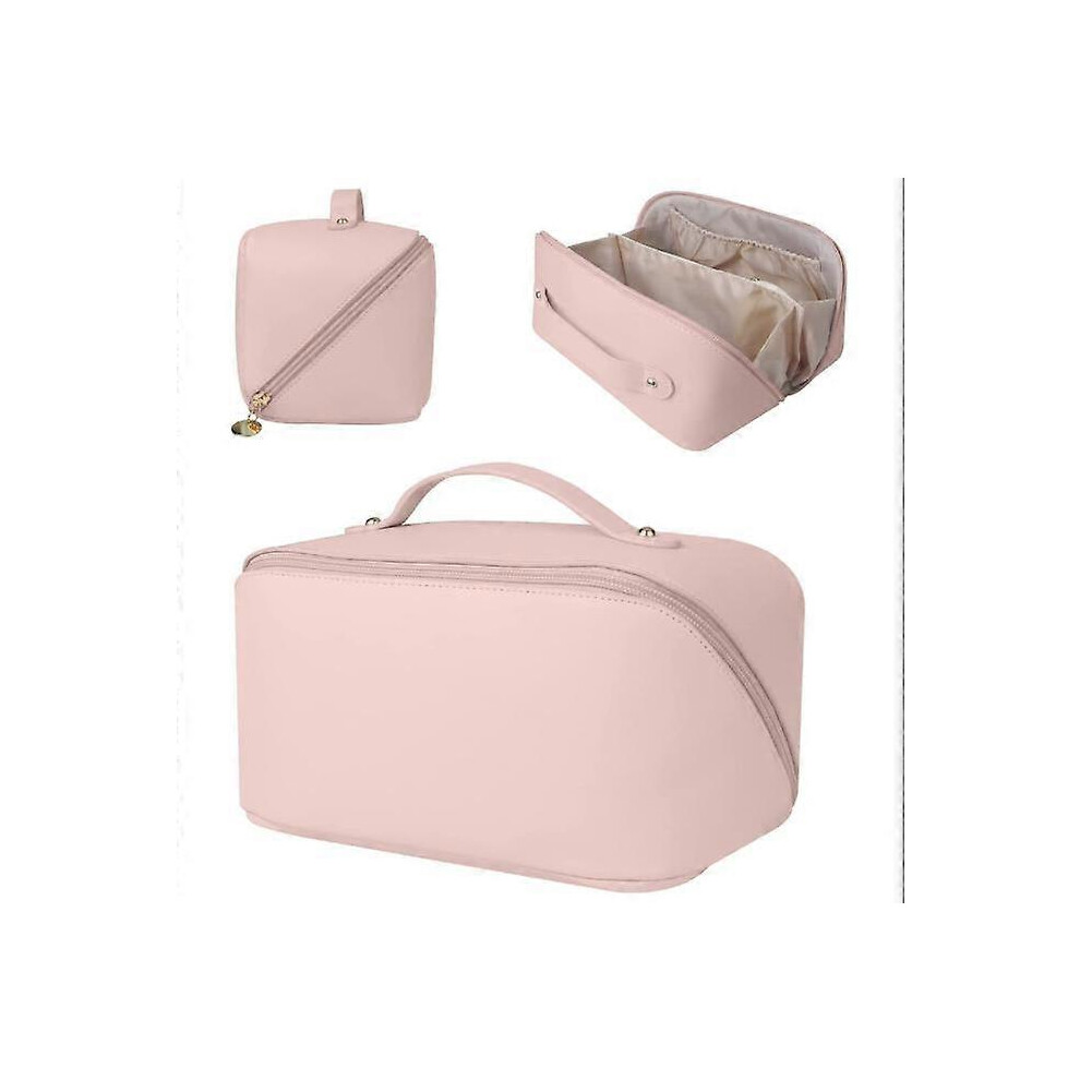 (As show, One size) Travel Cosmetic Bag Large CapacityPortable Travel Makeup Bag, Waterproof Leather Organizer, Toiletry Bag With Divider Pocket Organizer for Cosmetic Tr