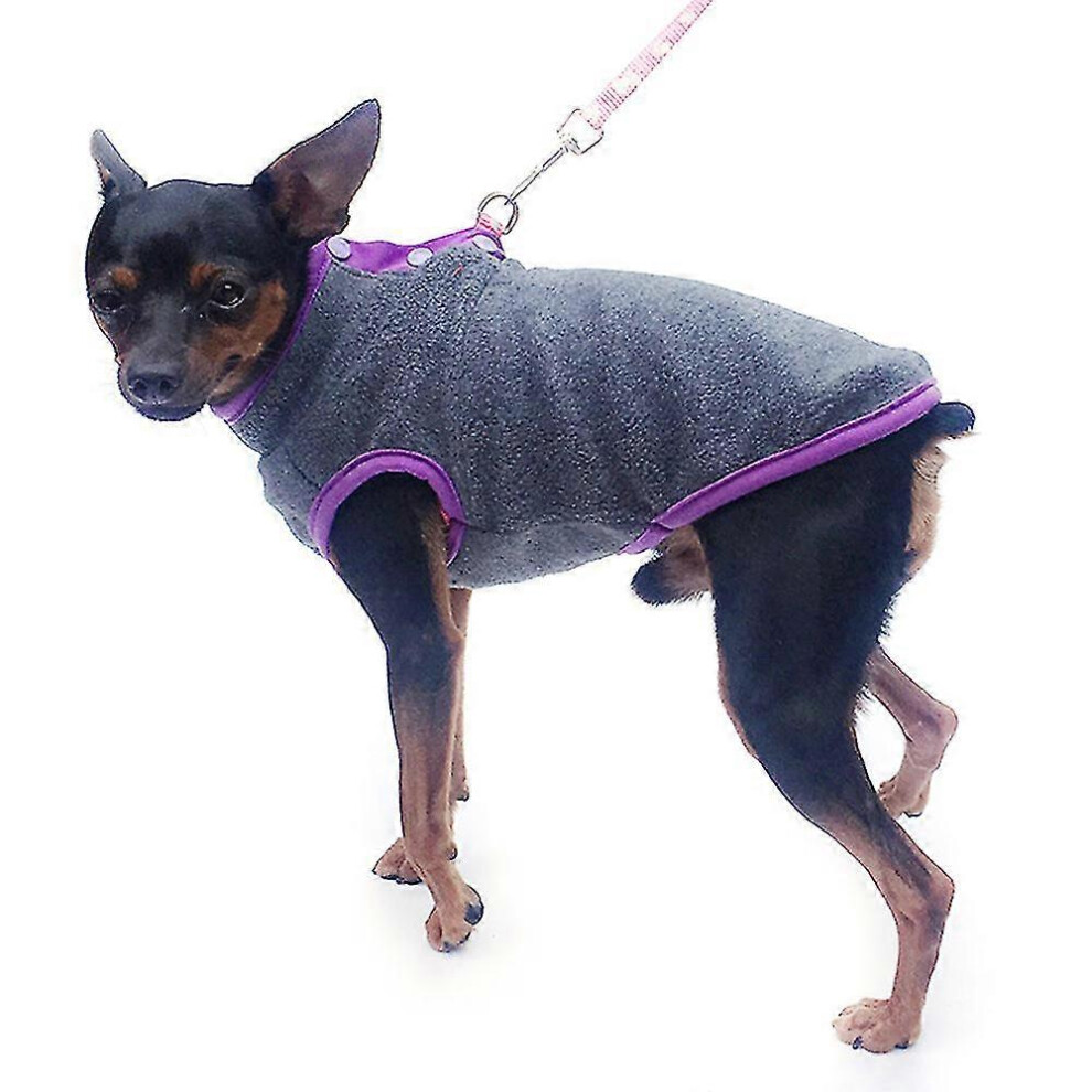 (As show, One size) 2Pcs Pet Dog Puppy Winter Warm Apparel Fleece Jumper Pullover Coat Jacket ClothesLdark grey