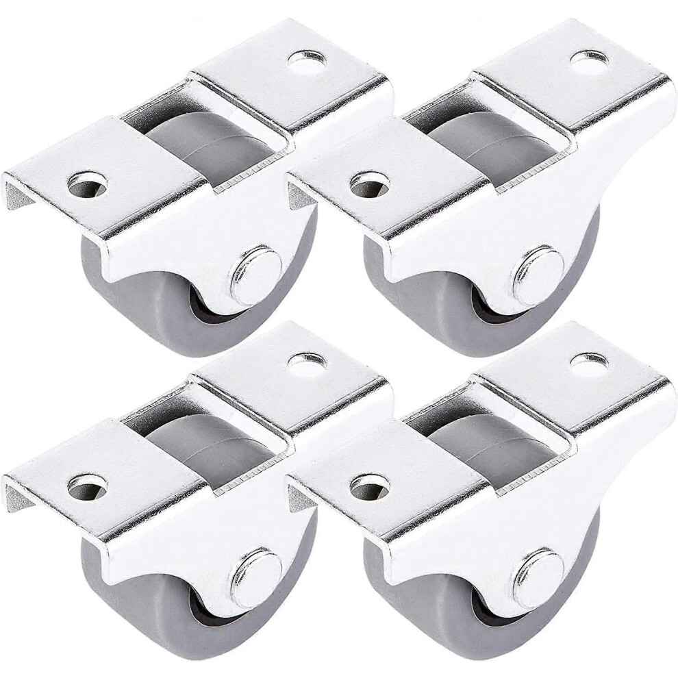 (As show, One size) (Pack of 4) 25mm Rubber Caster Set Plastic Swivel Dual Casters Metal with Plate Furniture Appliances & Equipment Small Mini Casters