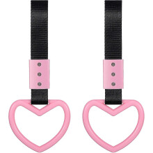 (As show, One size) 2 Pieces Rings Heart shaped Car Handle Straps(Light Pink)Drift Charm Rear Bumper Warning Ring Decor Subway Bus Broken Heart Handle for Car Interior