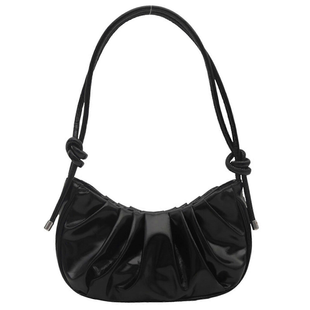 (Silver, One Size) Women Pleated Messenger Bag Trendy Handbag All-Matching Armpit Bag Pu Leather Crossbody Bag Large Capacity Shoulder Bag Black 3081097231253
