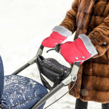 (As show, One size) Winter Warm Stroller Gloves Waterproof Gloves Stroller Accessories Pram Handbag Mittens Baby Red