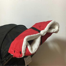 (As show, One size) Baby Stroller Warm Gloves Cold Protective Gloves Velvet Oxford Red