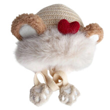(Beige, One size) Children's Knitted Hat Softable Plush Fashionable Hat Furry Unisex Winter Hat for Outdoor Activity and Daily Warmth  Beige