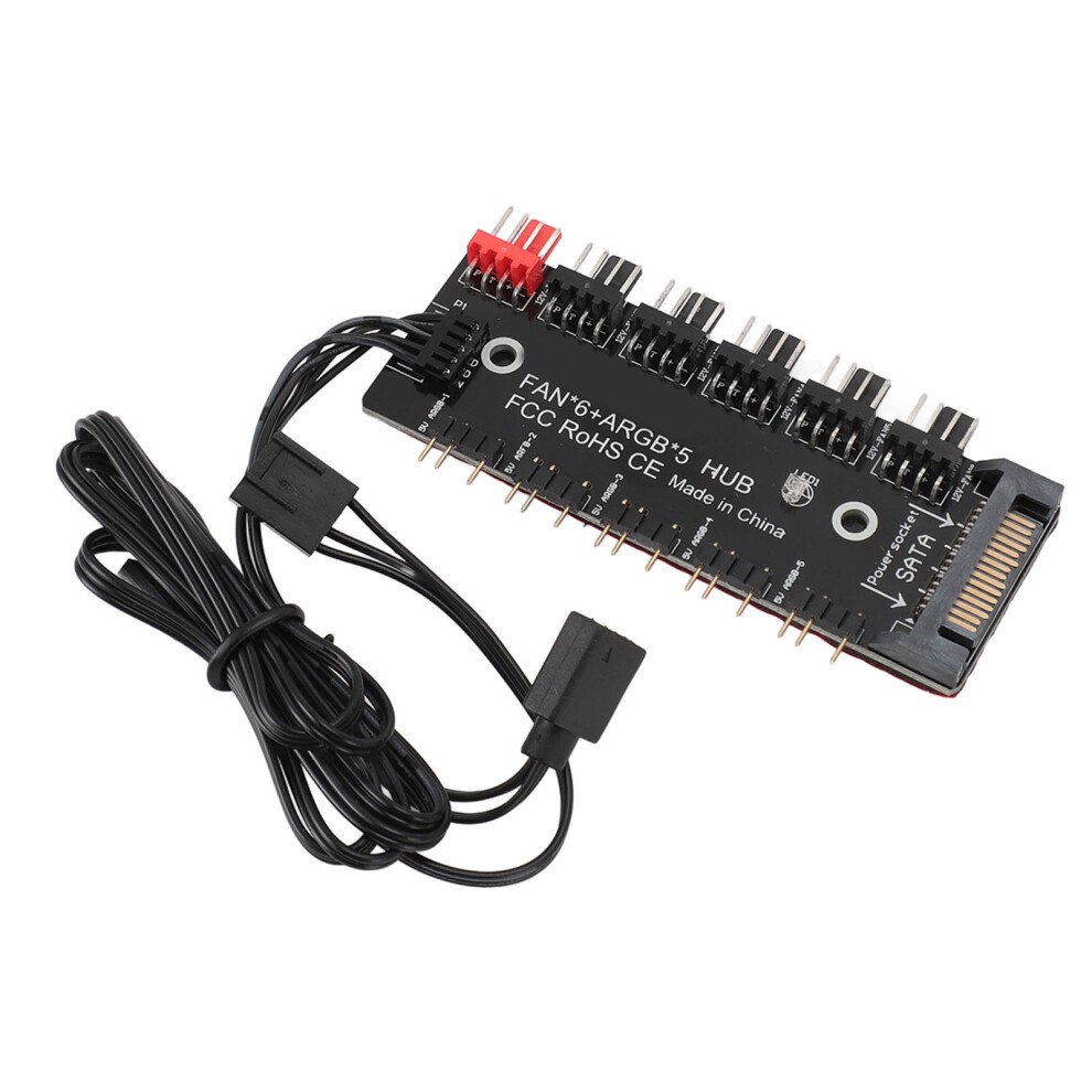 2 In 1 Hub Splitter 5 5V 3Pin Argb Ports 6 12V 4Pin Pwm Ports 15Pin Sata Power Supply Cpu Chassis Cooling Fan Hub 8781314126083