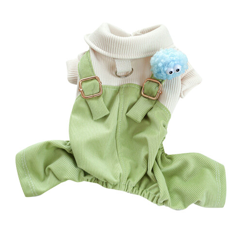 Grüner Hunderoverall aus Polyester, Größe L, hält warm, mit Schnalle 1