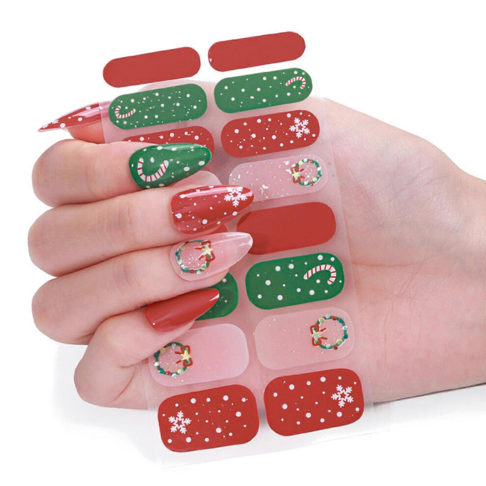 (Ze0642, One Size) Christmas Nail Stickers Set Waterproof Santa Claus Nail Decals For Festive Manicure Nail Art Decoration 3081097232014