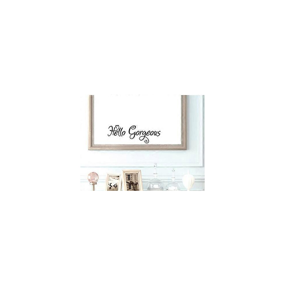 (As show, One size) 2pcs Hello Gorgeous Decal Sticker Bathroom Mirror Wall Art Motivational Be Amazing Mirror Living Room Home Window