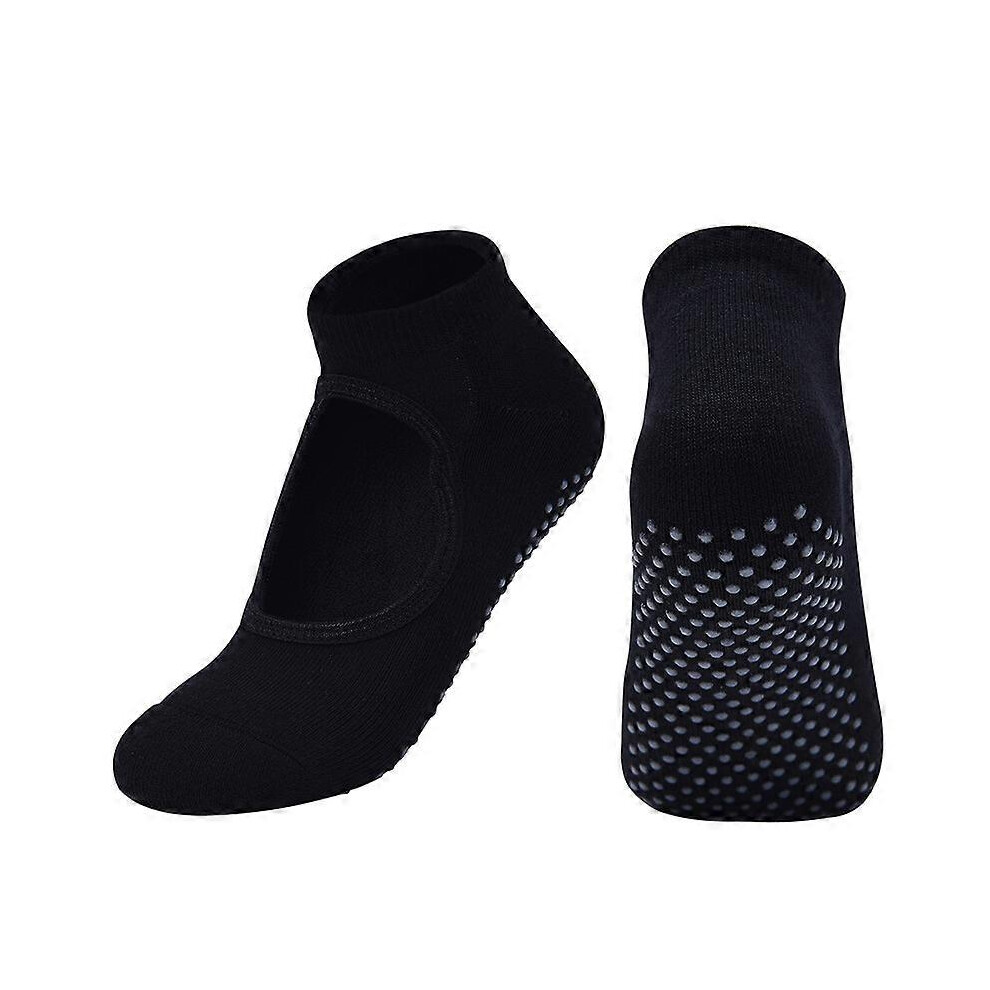 (As show, One size) 2 Pairs - Black Yoga Socks Non Slip for Women for Pilates, Barre, Ballet, Dance