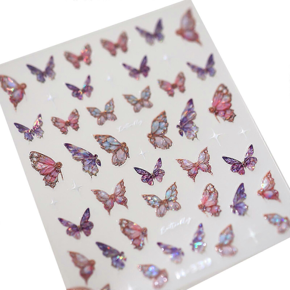 (M 340, One Size) Butterfly Nail Sticker Self-Adhesive Nail Decals Shining Nails Art Stickers Nails Art Decorations For Wedding Party 3081097236067