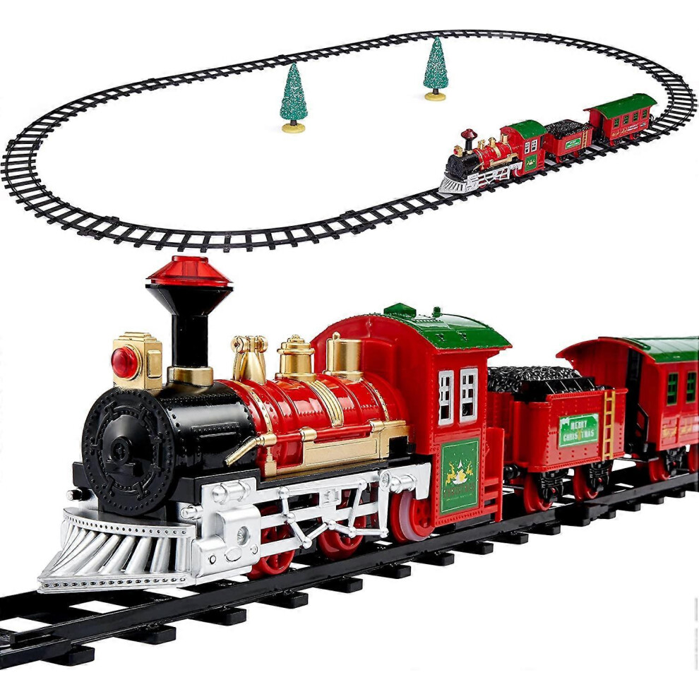 (As show, One size) 29-piece Christmas train set with trains (130 x 75cm, battery operated) - Christmas tree decoration, table decoration & gift for children