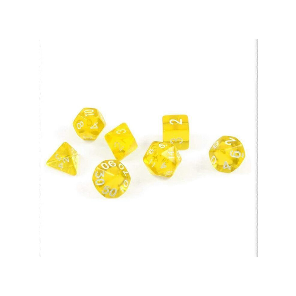 (As Show, One Size) 7 Polyhedral Dice For Roleplaying And Tabletop Games In Transparent / Yellow