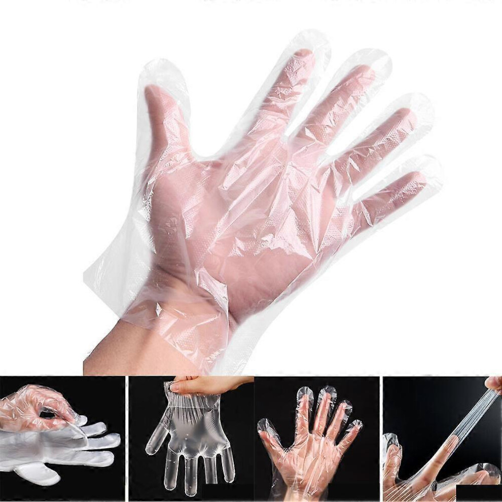 (As show, One size) Disposable Gloves, Plastic Food Safe Disposable Gloves Disposable Polyethylene Work Gloves for Kitchen Cooking Cleaning Safety Foo